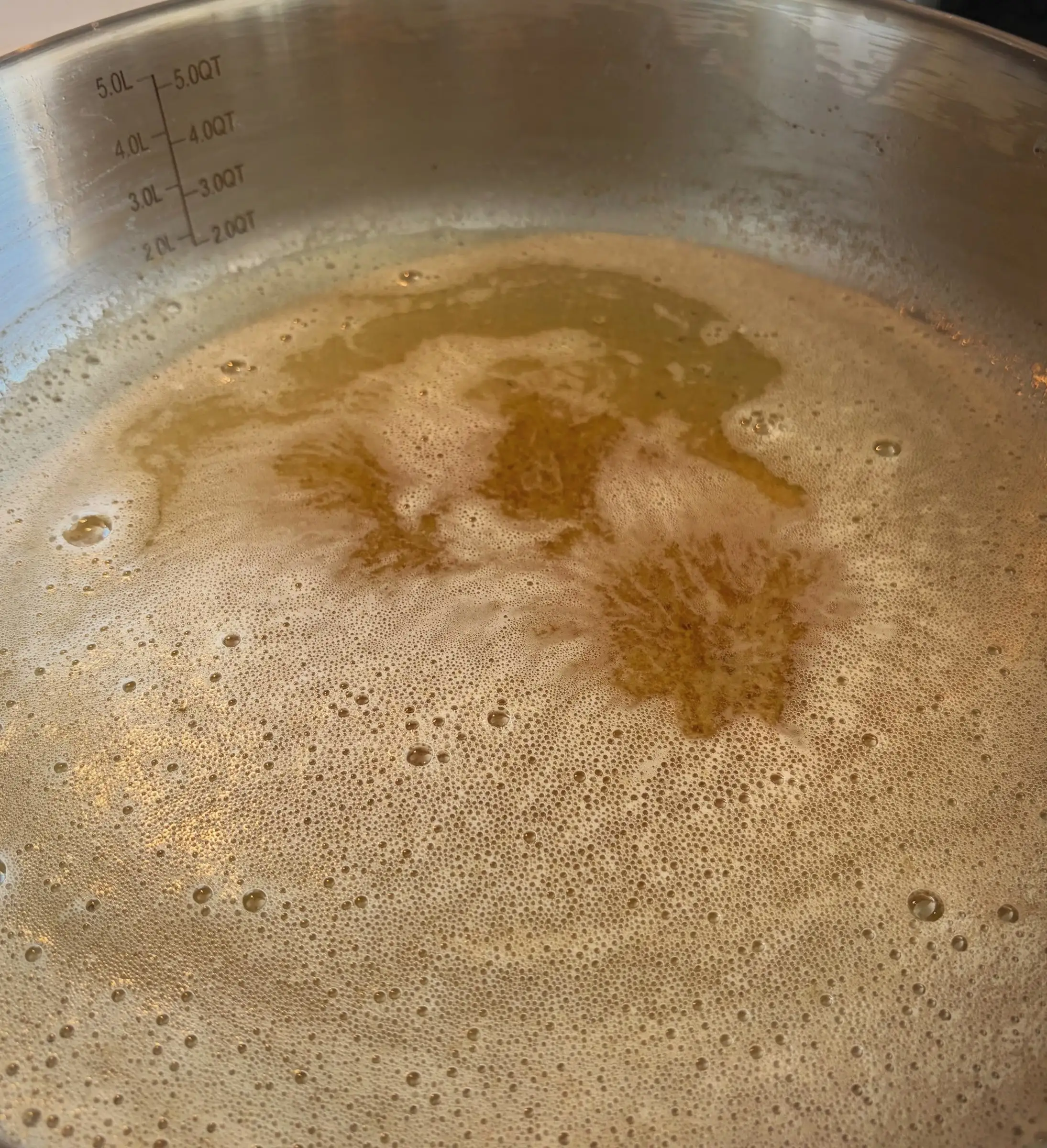 Butter foaming and browning in a pot