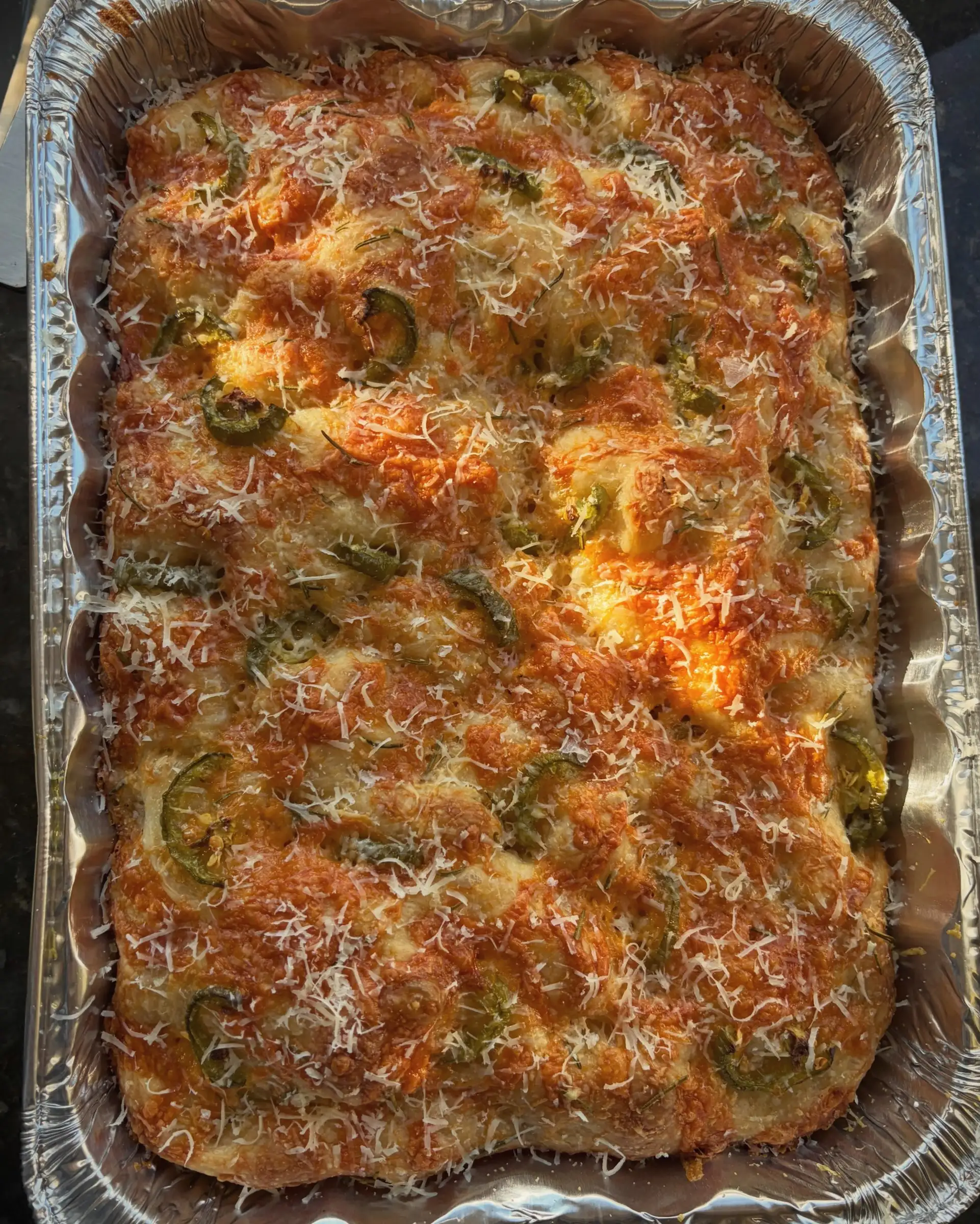 A custom jalapeño cheddar bake fresh from the oven