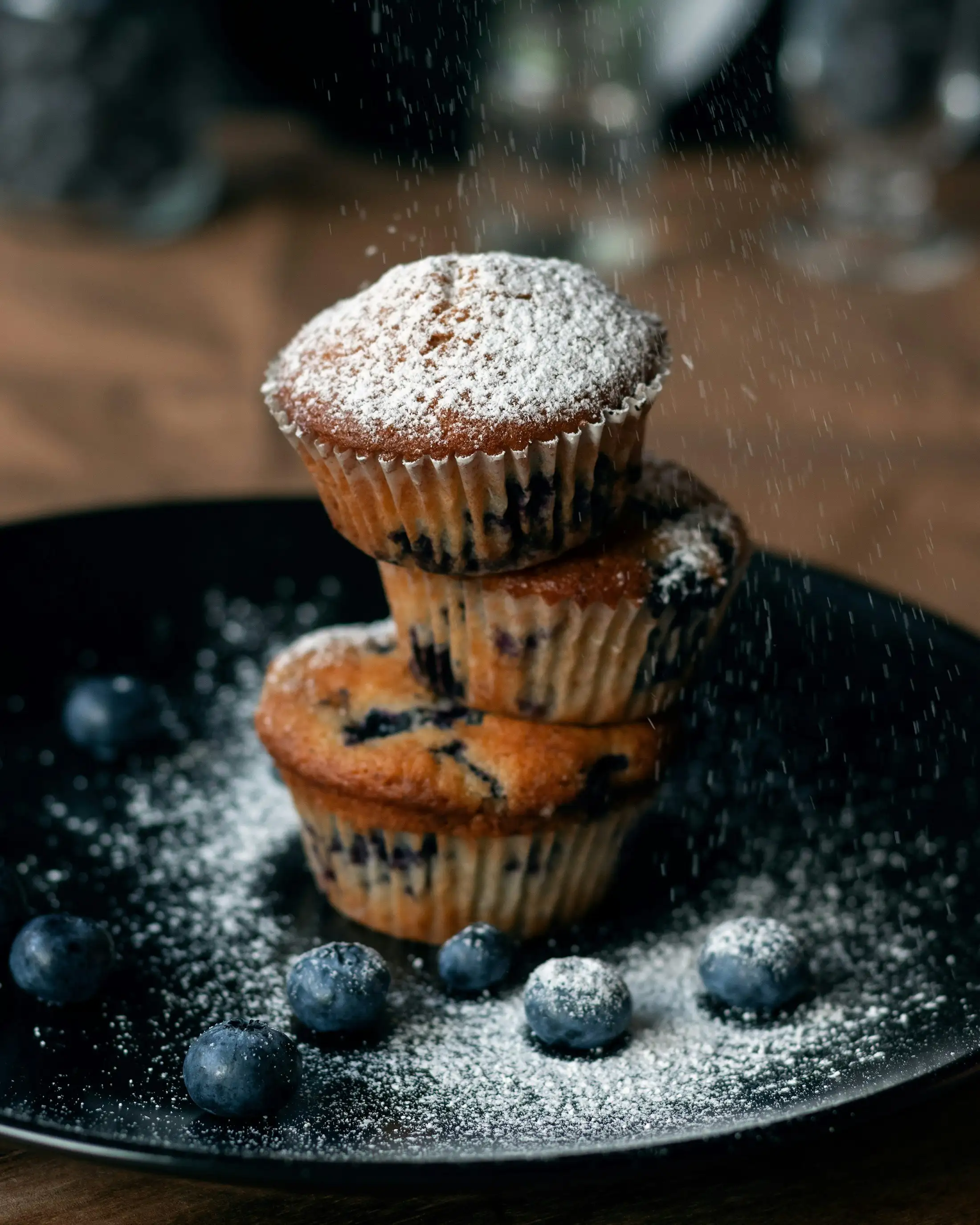 Blueberry muffins dusted with sugar